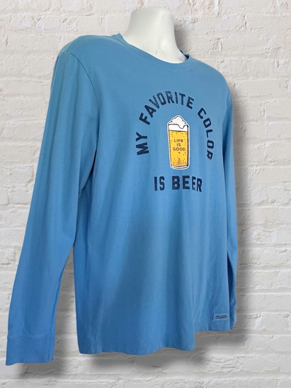 Life Is Good Crusher Tee Mens Medium My Favorite Color Is Beer Blue Long Sleeve - Picture 3 of 10